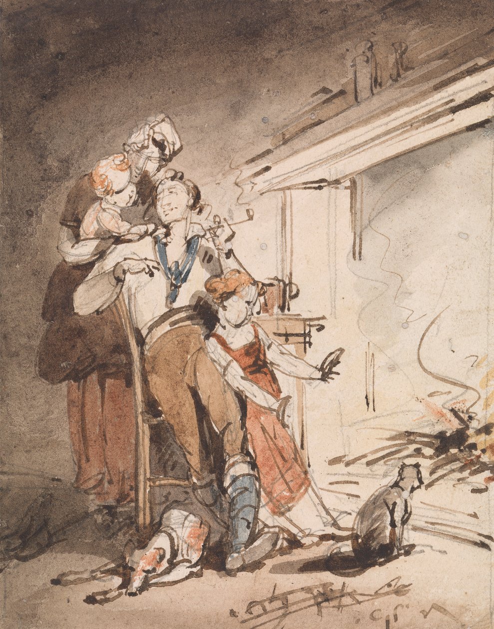 En sjømann og hans familie av George Chinnery