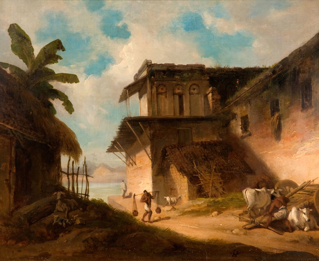 Landsbyscenen i Bengal, 1821. av George Chinnery