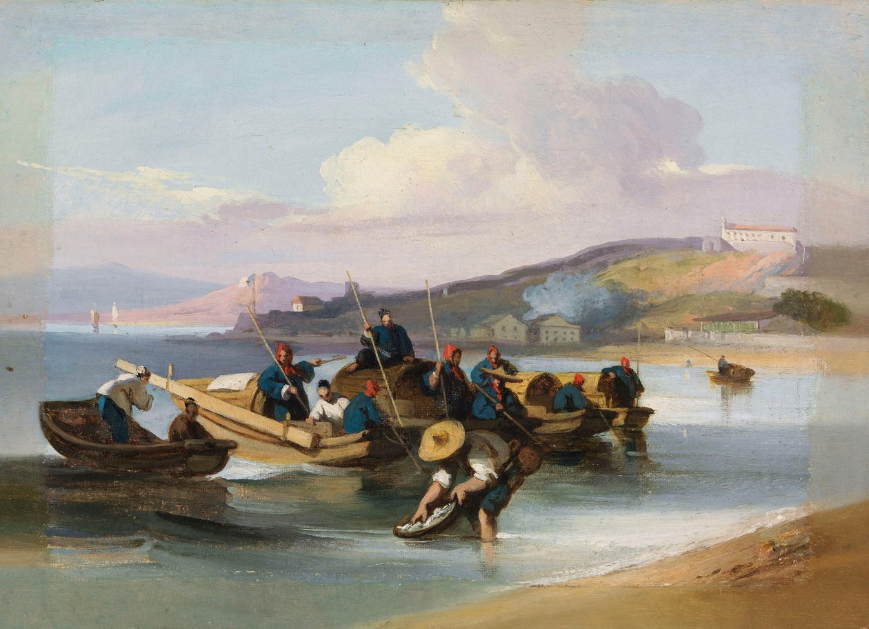 Kinesisk scene, fiskere av George Chinnery