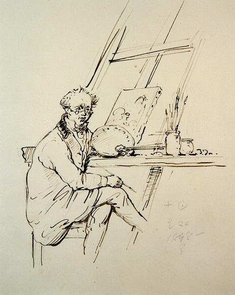 Selvportrett (penn og blekk på papir) av George Chinnery