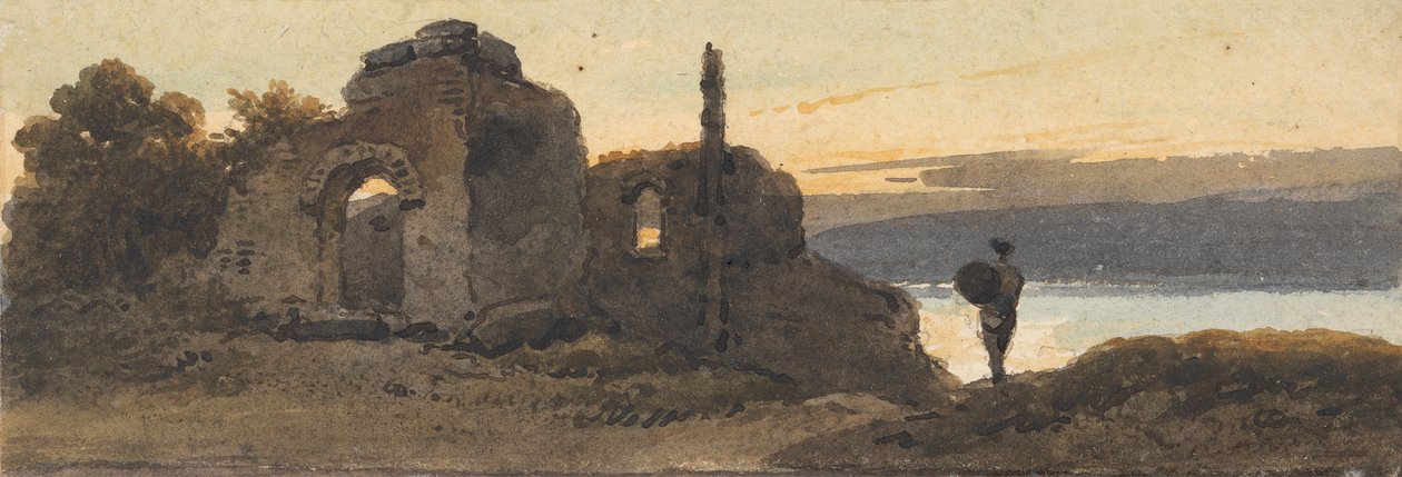 Tempel ved innsjøen av George Chinnery