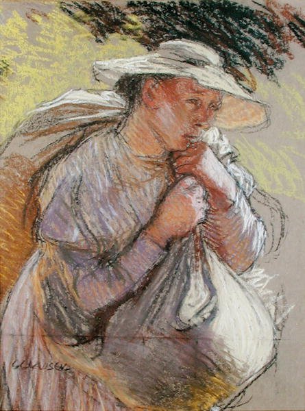 En bondekvinne (pastell på papir) av George Clausen