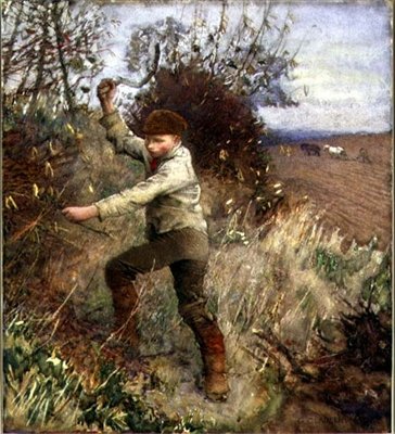 Gutt trimmer en hekk, 1890 av George Clausen