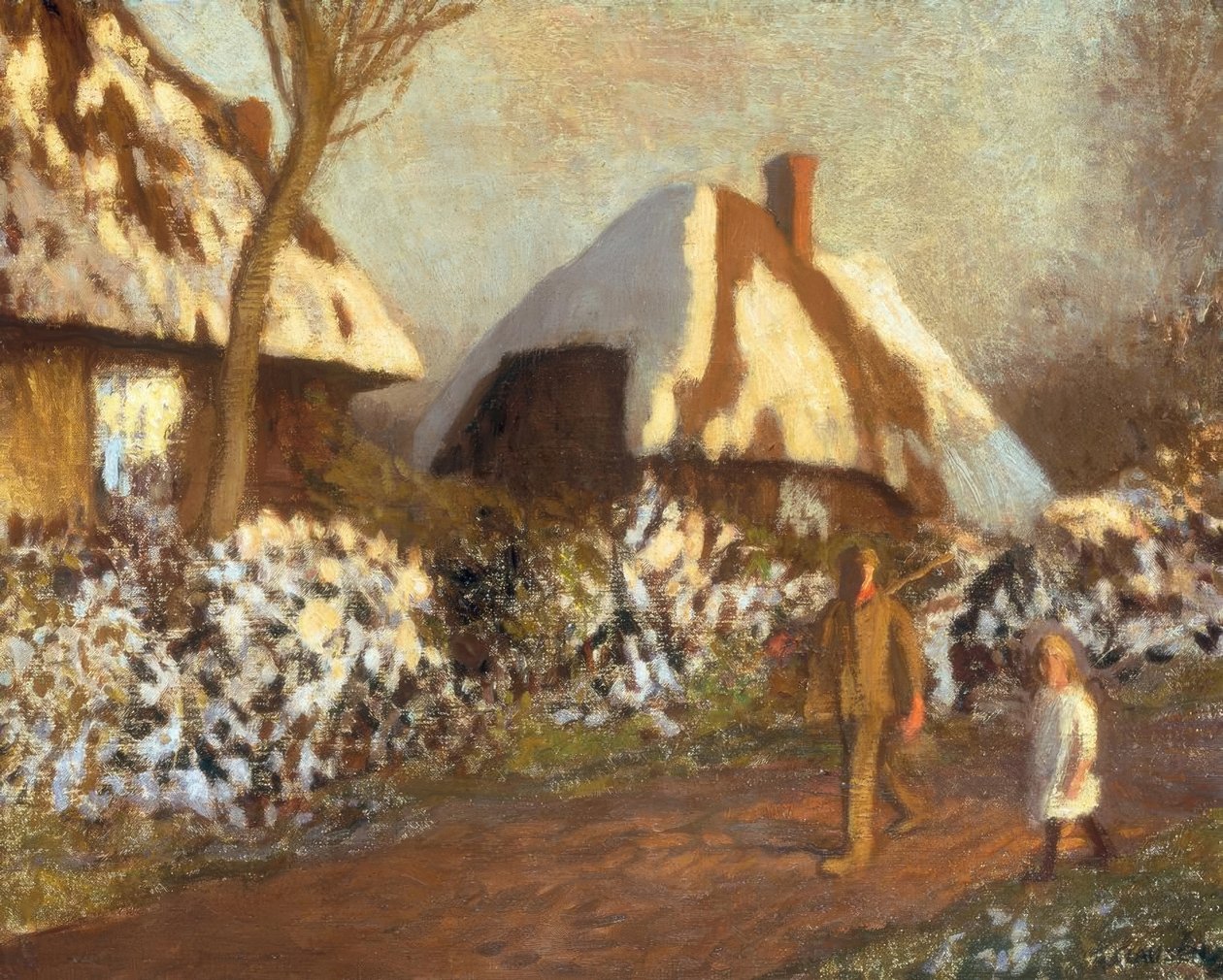 Hytter på en frostkveld av George Clausen