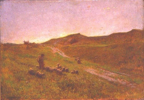 Evening on the Moorland (olje på lerret) av George Clausen