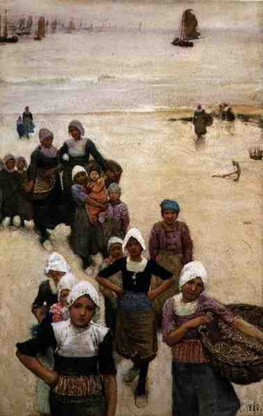 Fisher Girls on the Beach av George Clausen
