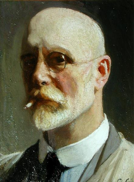 Selvportrett med sigarett av George Clausen