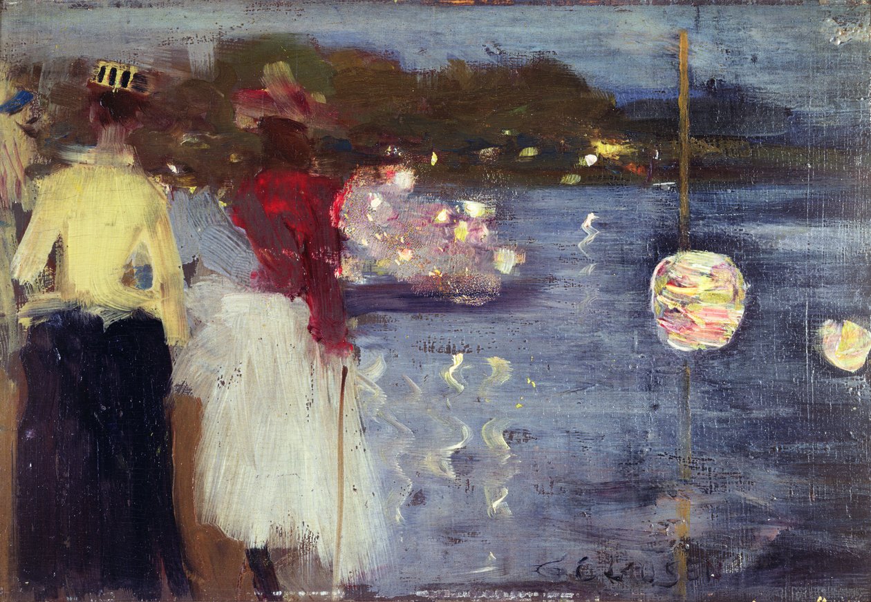 Souvenir av Marlow Regatta (olje på panel) av George Clausen