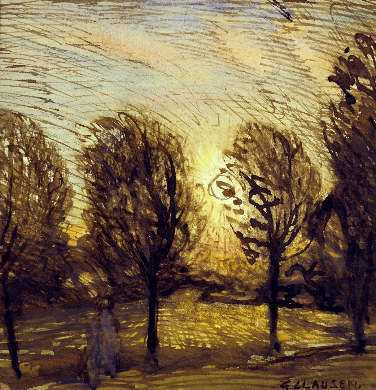 Uten tittel [Studie av trær] (akvarell) av George Clausen