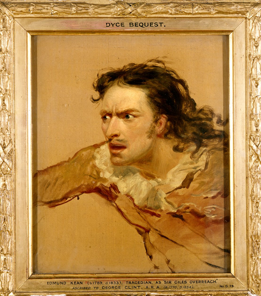 Edmund Kean som Sir Giles Overreach i "A New Way to Pay Old Debts", ca. 1816 av George Clint