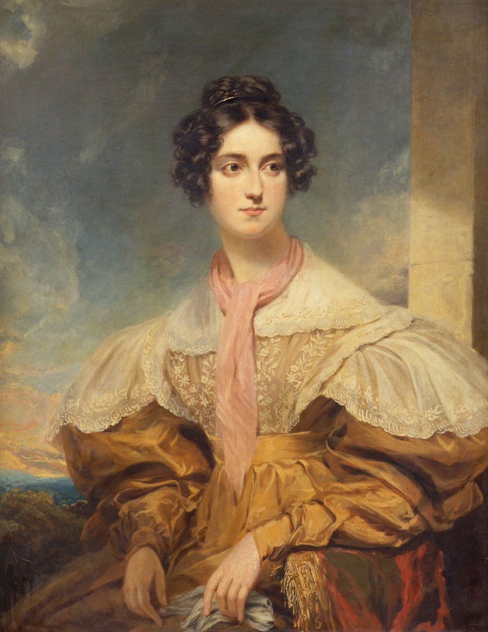Portrett av Lady Georgiana Clinton (olje på lerret) av George Clint