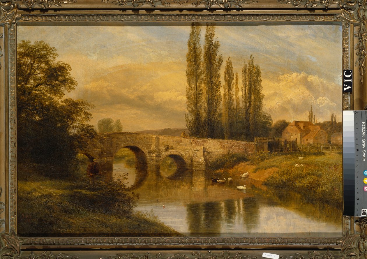 Fittleworth Old Mill and Bridge, på Rother, Sussex, 1880 av George Cole