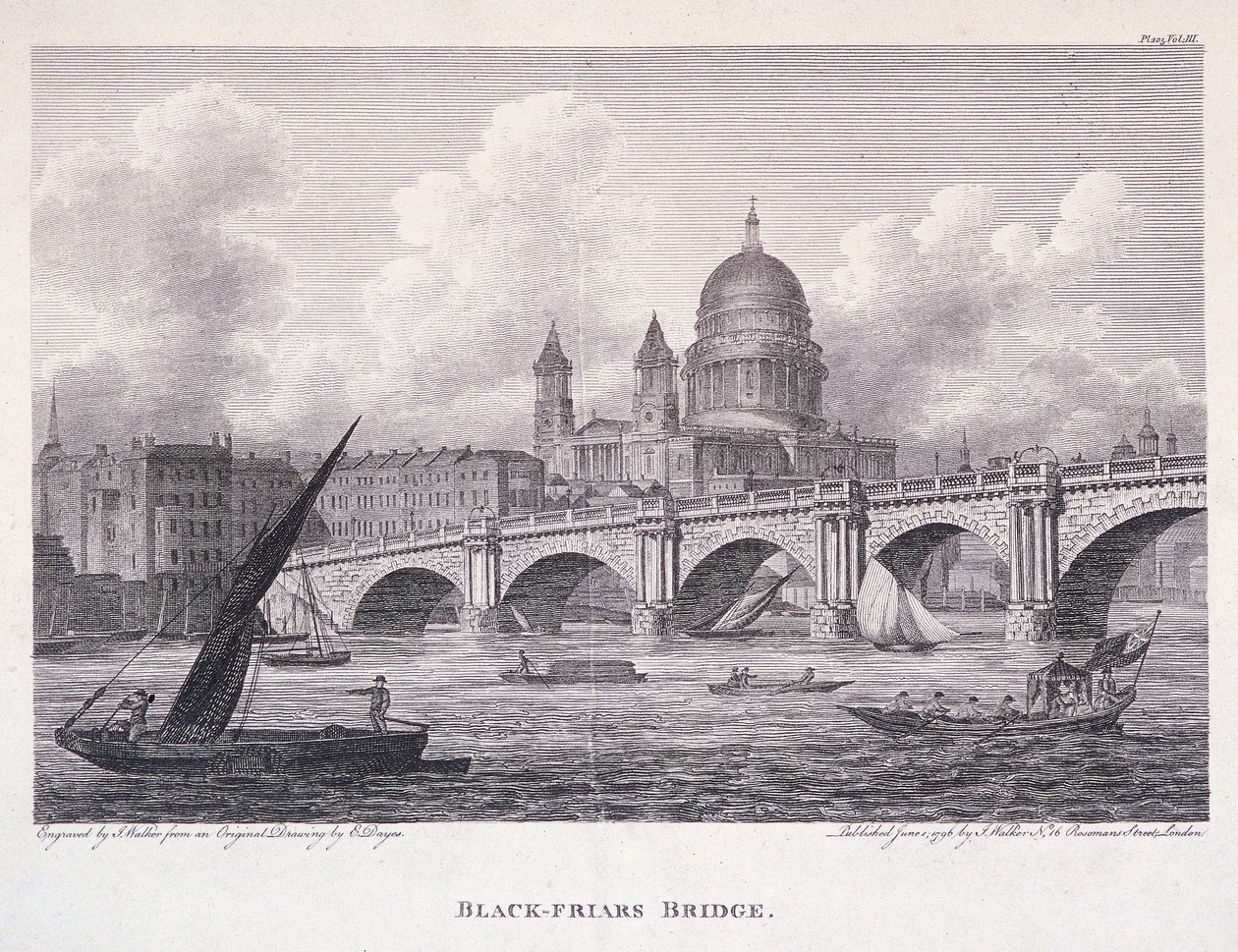 Blackfriars Bridge, London, 1827 av George Cooke