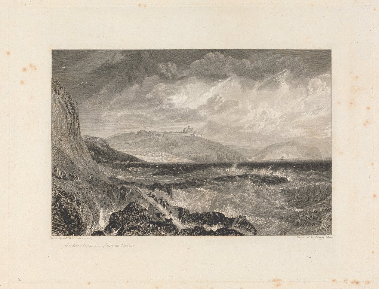 Pendennis Castle, og inngangen til Falmouth Harbor av George Cooke