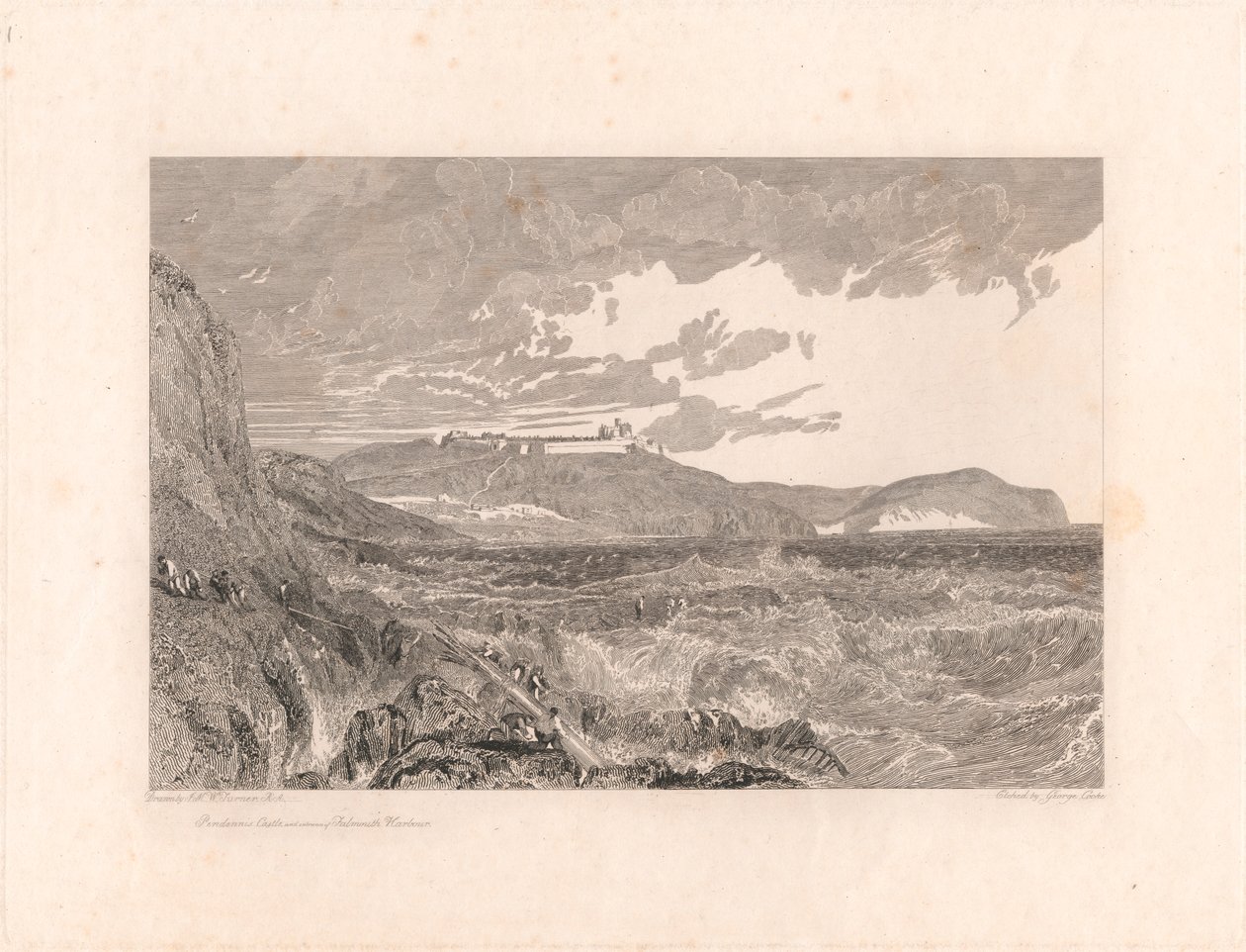 Pendennis Castle og inngangen til Falmouth Harbor av George Cooke