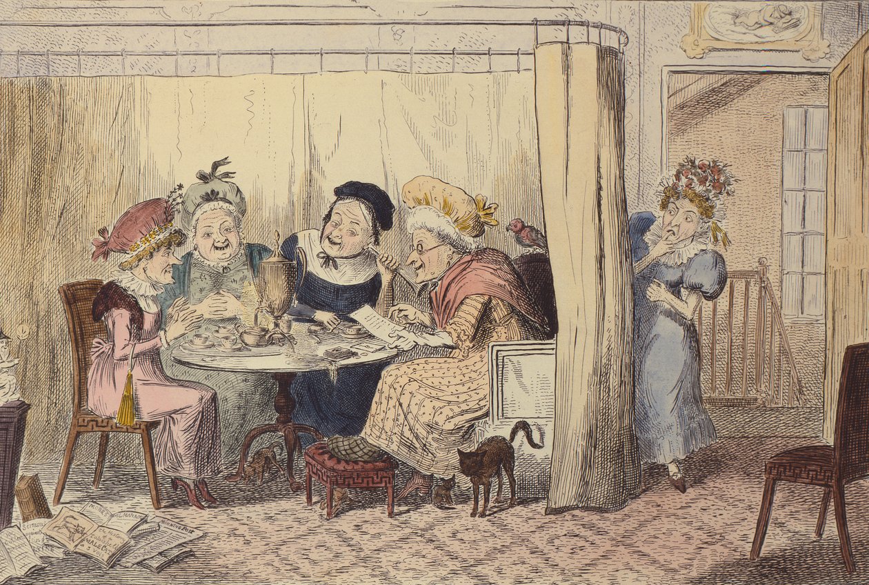 "En nysgjerrig Junto av baktalende alver eller lyttere hører sjelden godt om seg selv", 1835 av George Cruikshank
