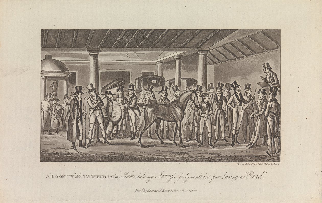 En "se inn" på Tattersal's av George Cruikshank