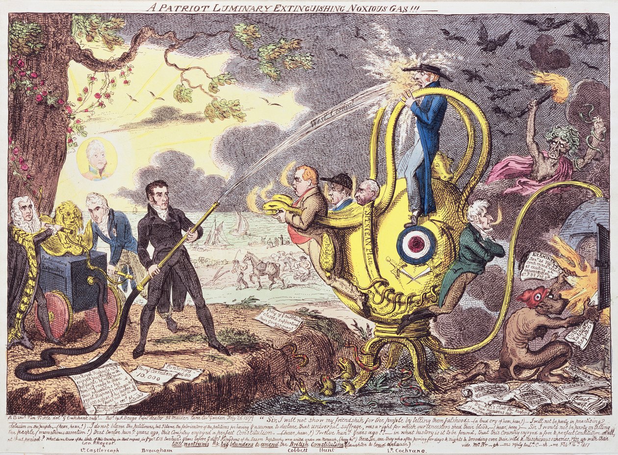 A Patriot Luminary slukker skadelig gass!!! 1817 av George Cruikshank