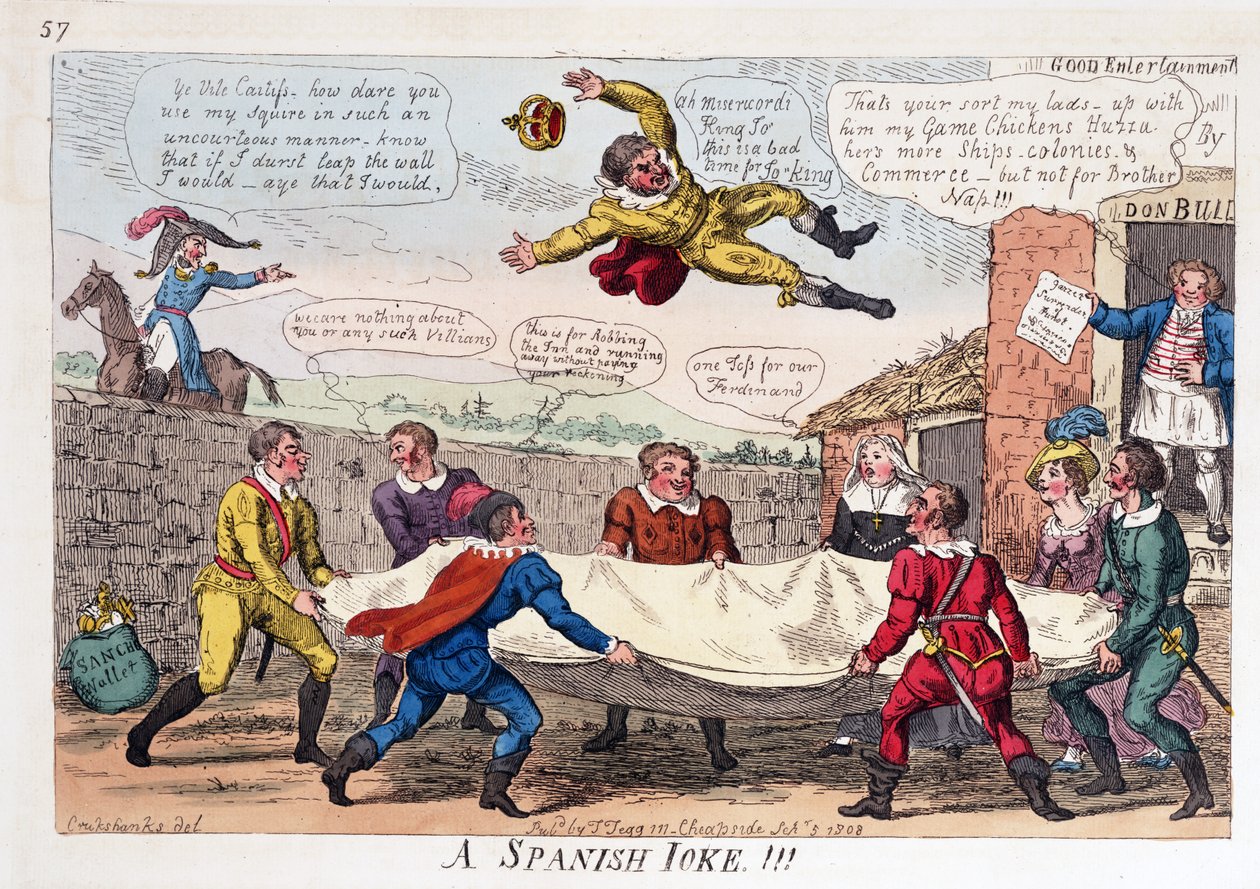 En spansk vits, pub. 1808 (håndfarget gravering) av George Cruikshank