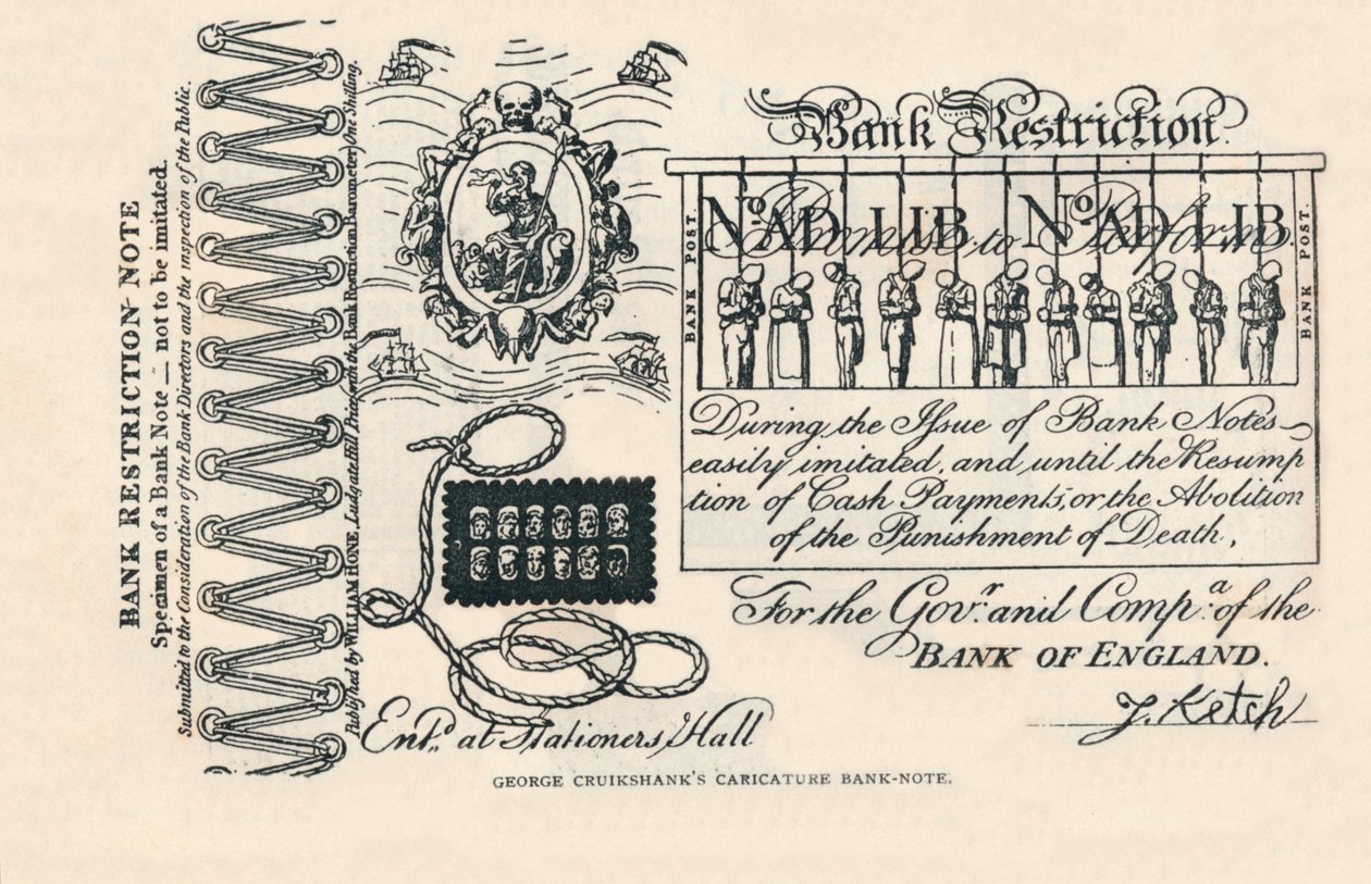 En satirisk seddel: kriminalitet, straff og protest, 1819 1894 av George Cruikshank