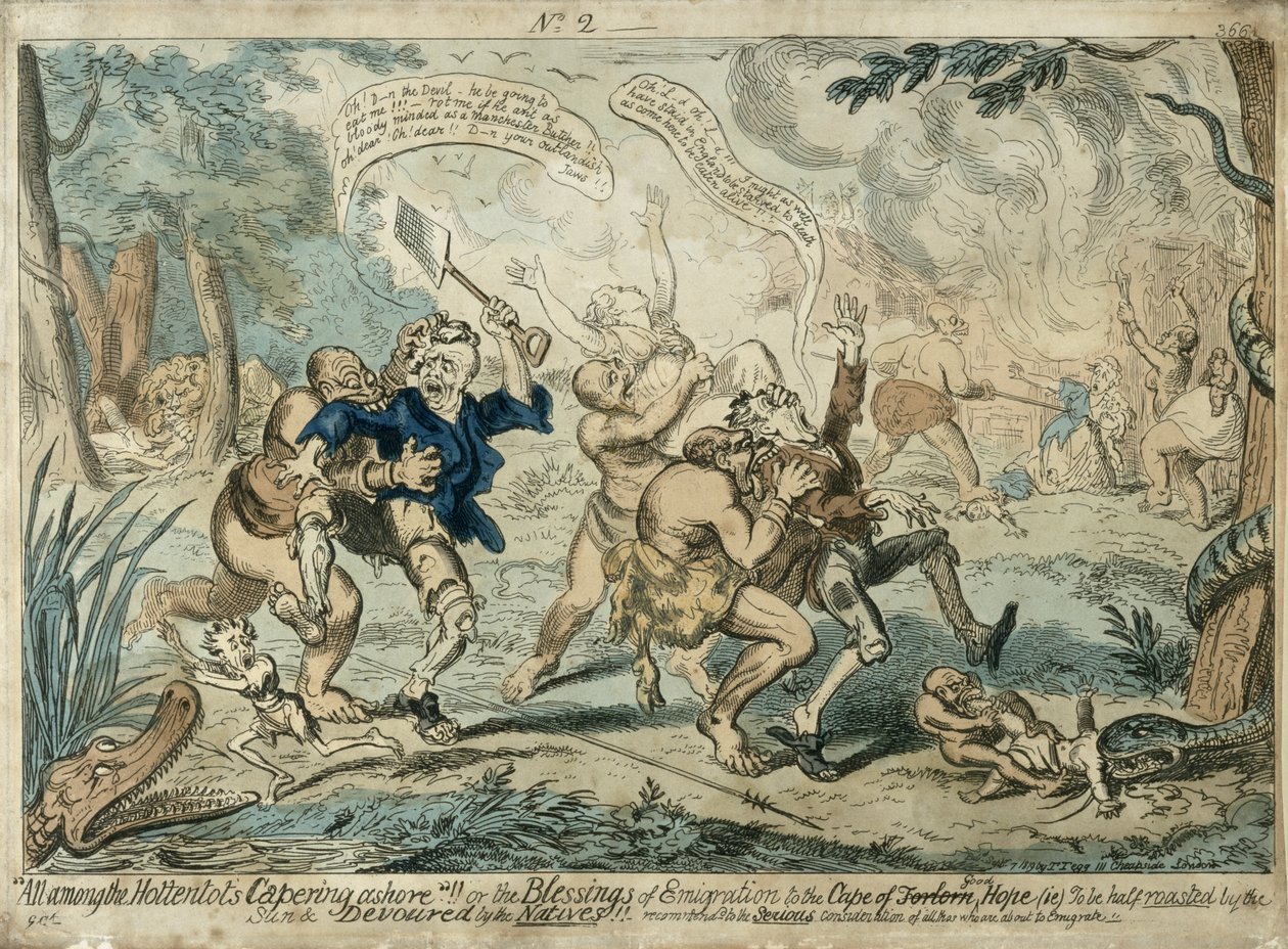All Among the Hottentots Capering Ashore..., publisert 7. september 1819 av George Cruikshank