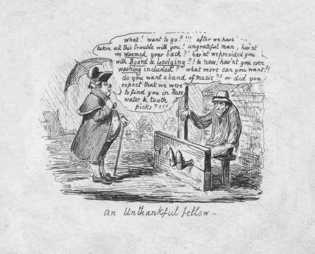 En utakknemlig stipendiat, 1829 av George Cruikshank