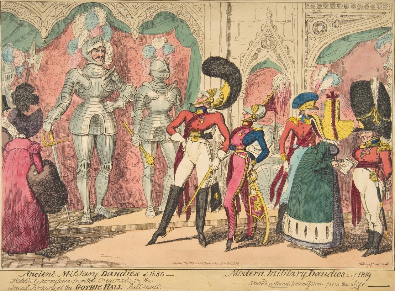 Ancient Military Dandies fra 1450 - Moderne Military Dandies fra 1819, 1. august 1835., 1. august 1835. av George Cruikshank
