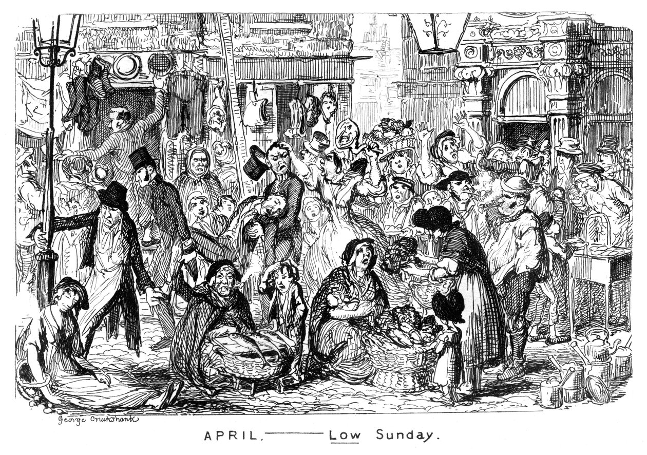 april - lavsøndag, 1800-tallet. av George Cruikshank