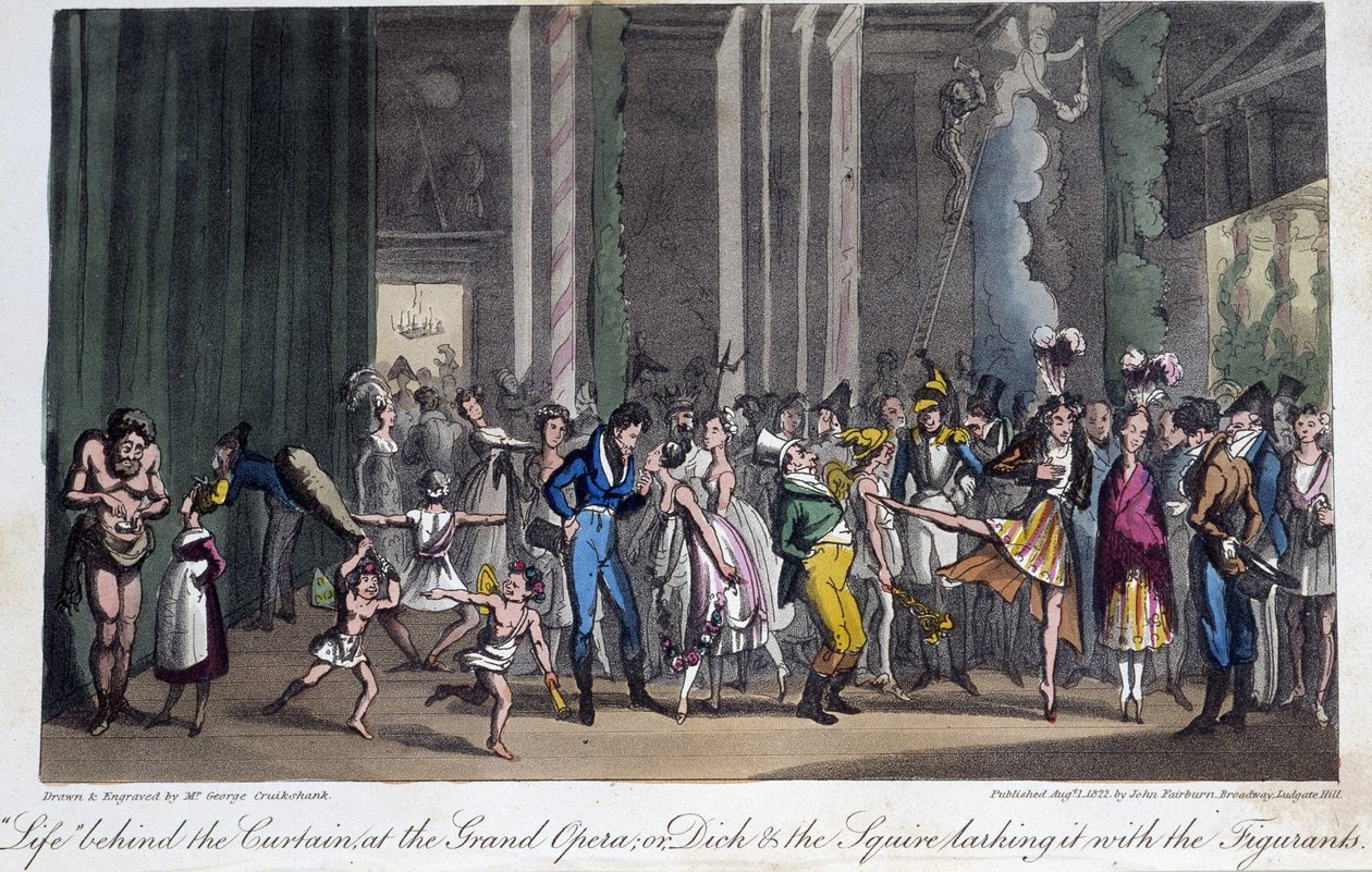 Bak kulissene på Operaen - i «Life in Paris» av David Carey, London av George Cruikshank