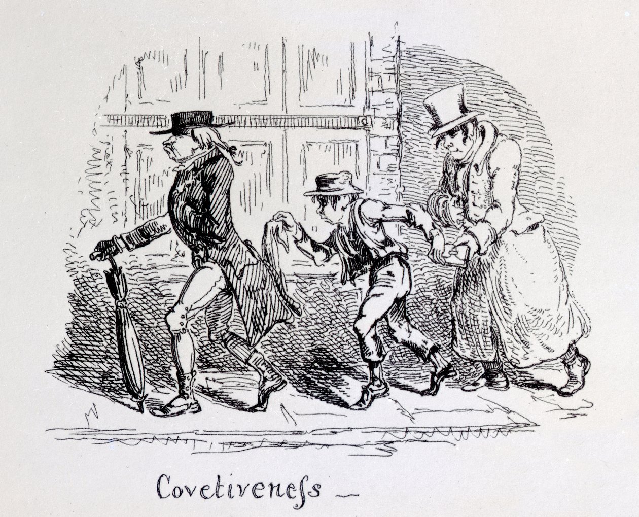 Begjærlighet fra frenologiske illustrasjoner, 1826 av George Cruikshank