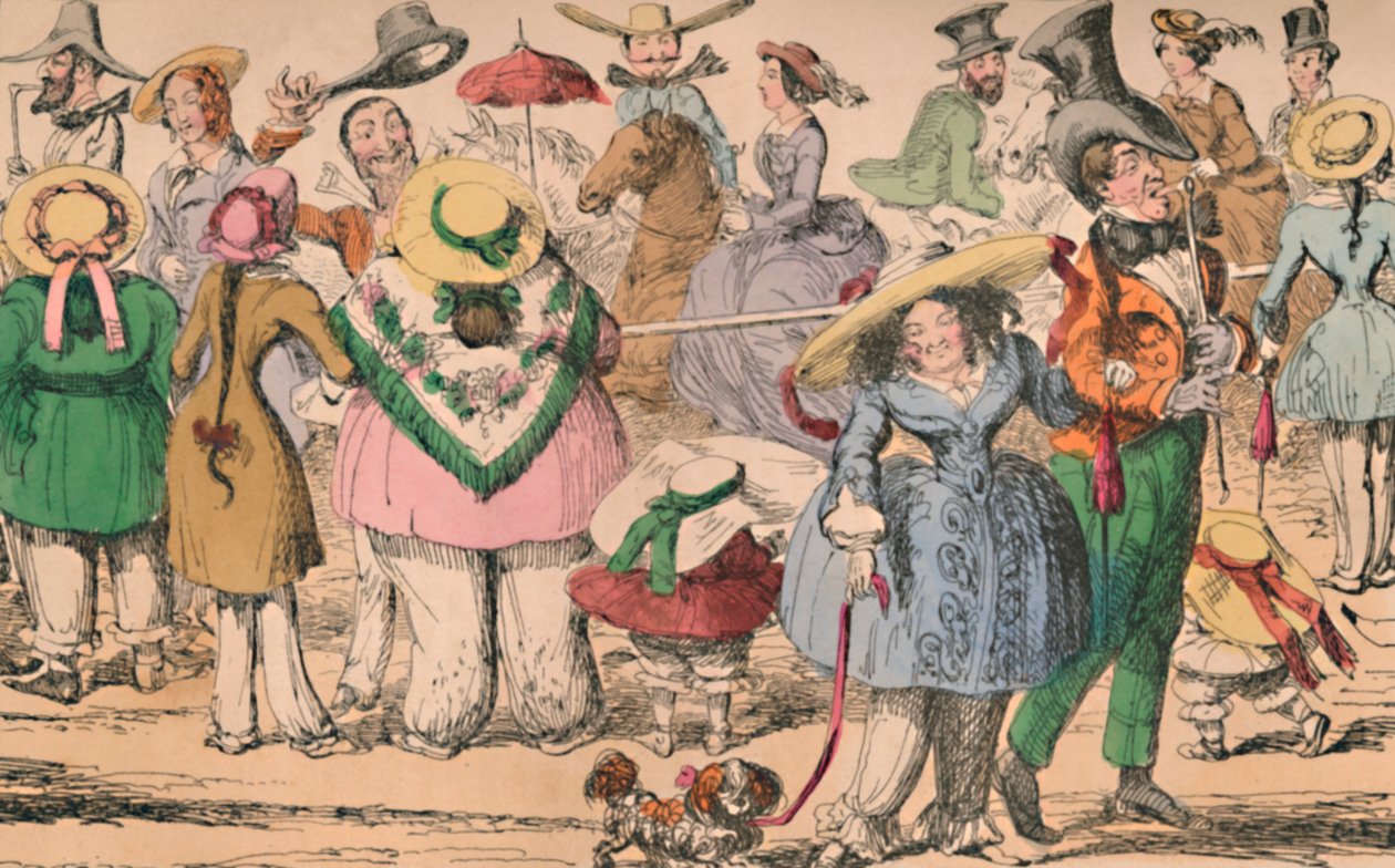 Cruikshanks Exhibition of Bloomers i Hyde Park, 1852, c1870 av George Cruikshank