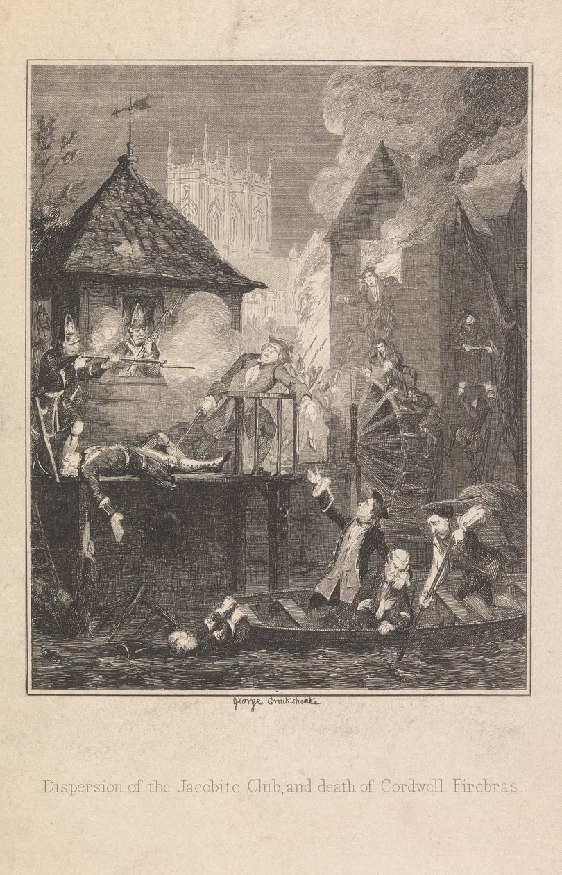 Spredning av Jacobite Club og død av Cordwell Firebras av George Cruikshank