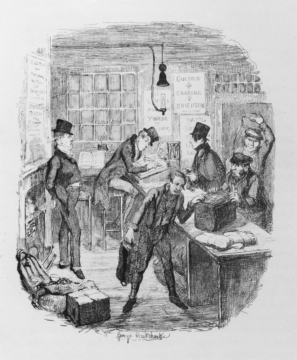 Tidlige trenere, ca. 1836 (gravering) av George Cruikshank