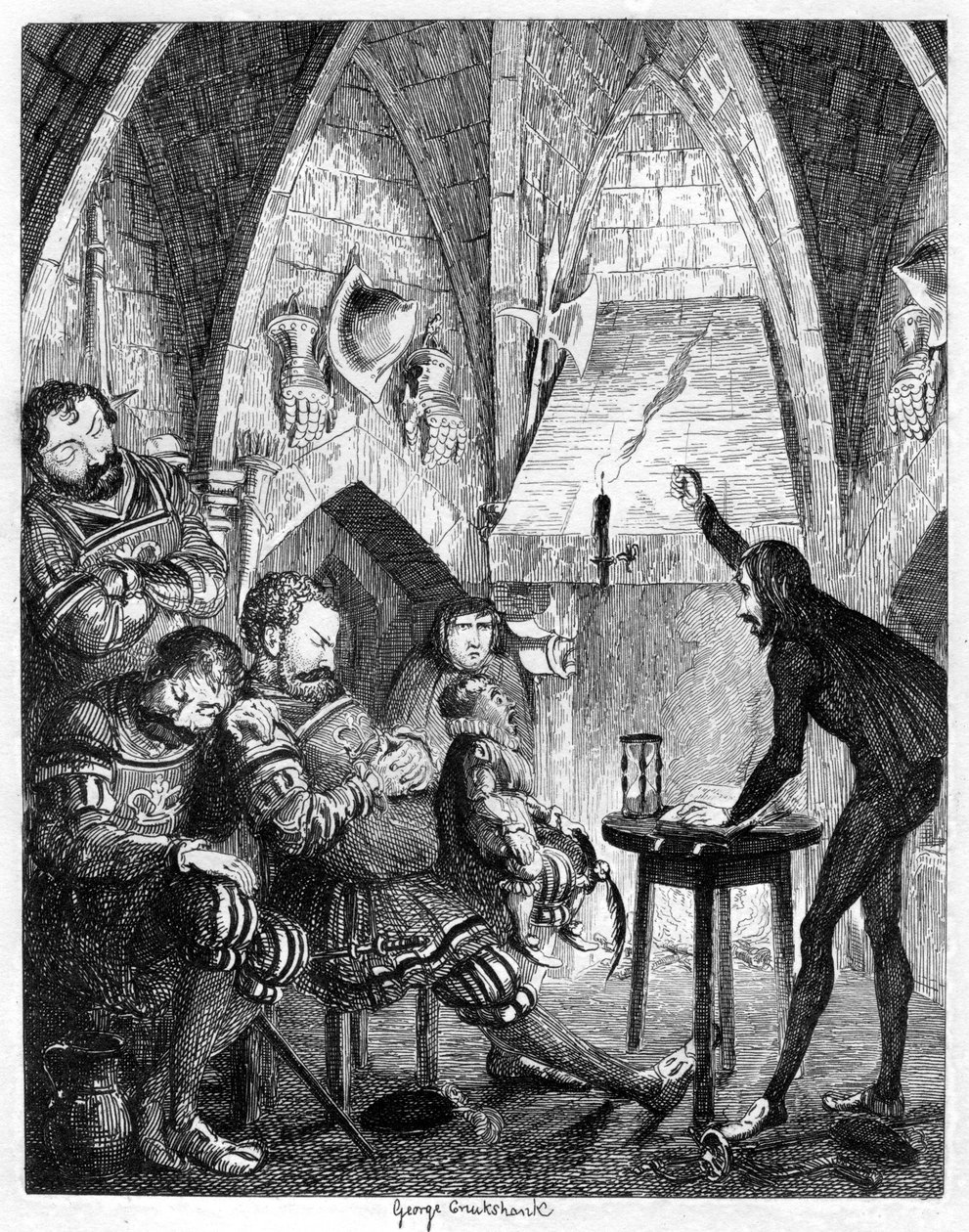 Edward Underhill, den hete gospelleren som forkynte for kjempene i bywarden eller Gate Tower, 1840 av George Cruikshank
