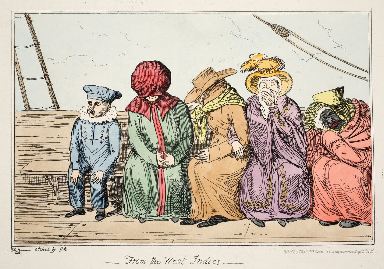 Fra Vestindia, pub. 1835 (håndfarget etsning) av George Cruikshank