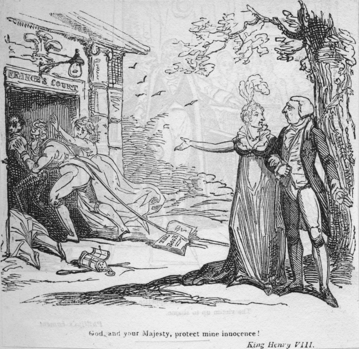 Gud, og Deres Majestet, beskytt min uskyld, c1820. av George Cruikshank