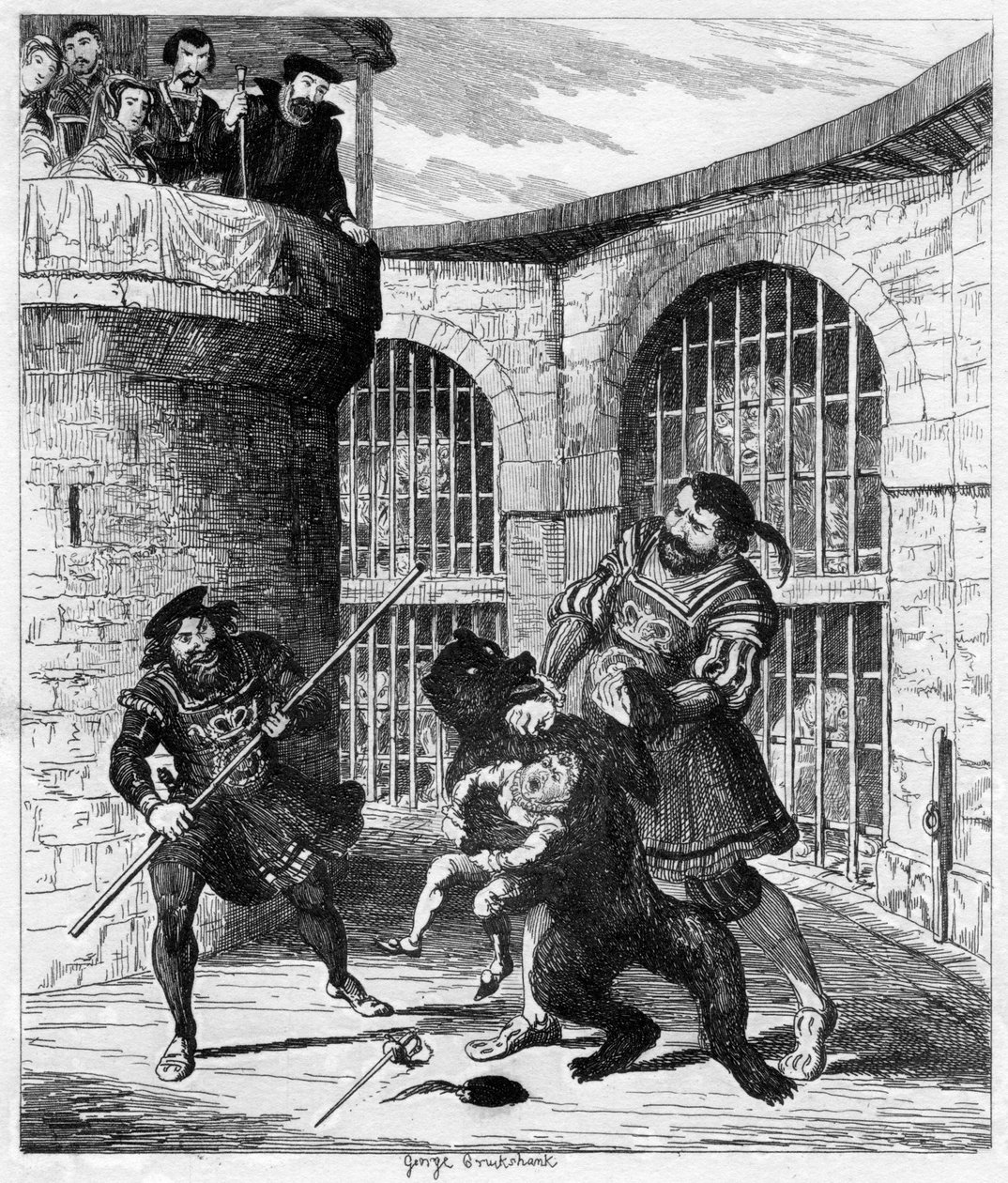 Gog fjerner Xit fra bjørnen i Lions Tower, 1840 av George Cruikshank