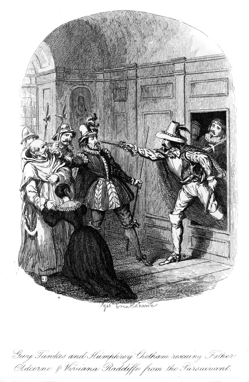 Guy Fawkes og Humphrey Chetham, 1605, 1841. av George Cruikshank