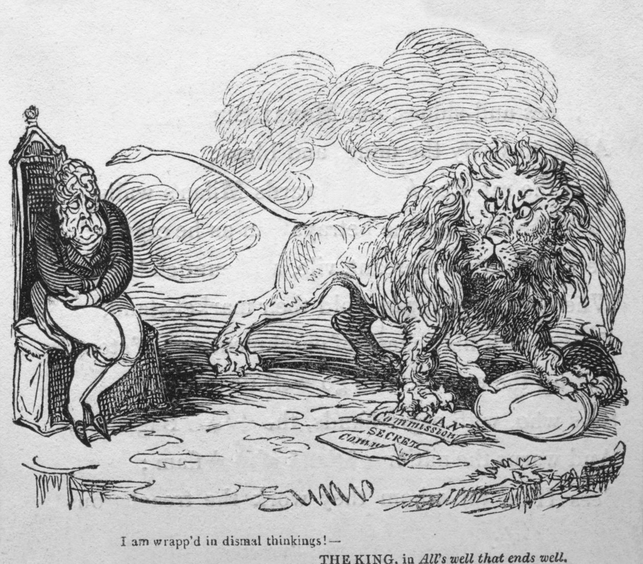 Jeg er pakket inn i dystre tanker!, c1820. av George Cruikshank
