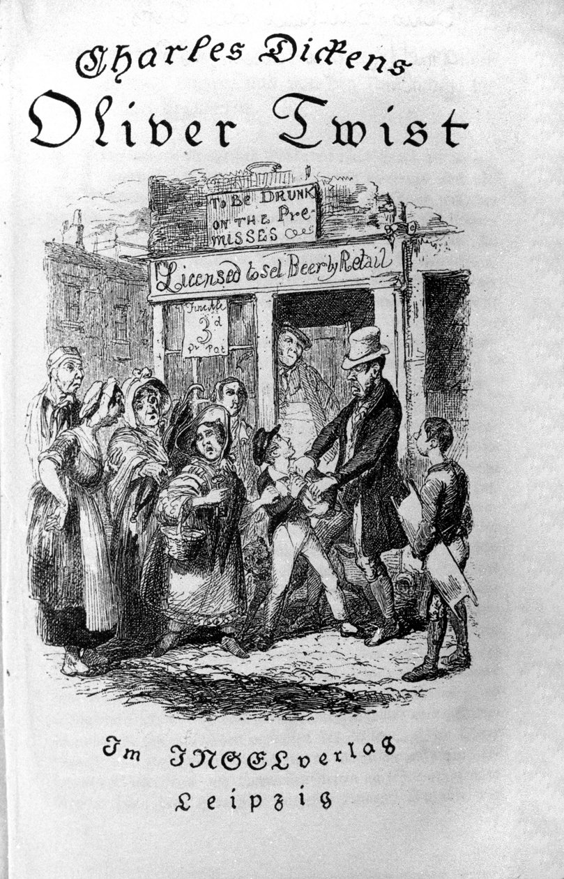 Illustrasjon for "" Oliver Twist"" (Olivier) av Charles Dickens (1812-1870), av George Cruikshank (1792-1878). av George Cruikshank