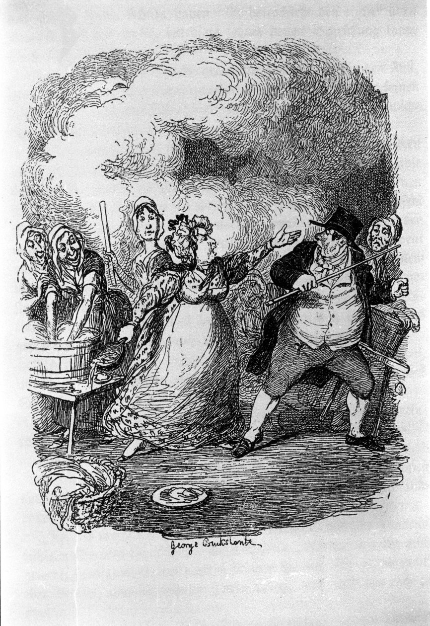 Illustrasjon for "" Oliver Twist"" (Olivier) av Charles Dickens (1812-1870), av George Cruikshank (1792-1878). av George Cruikshank