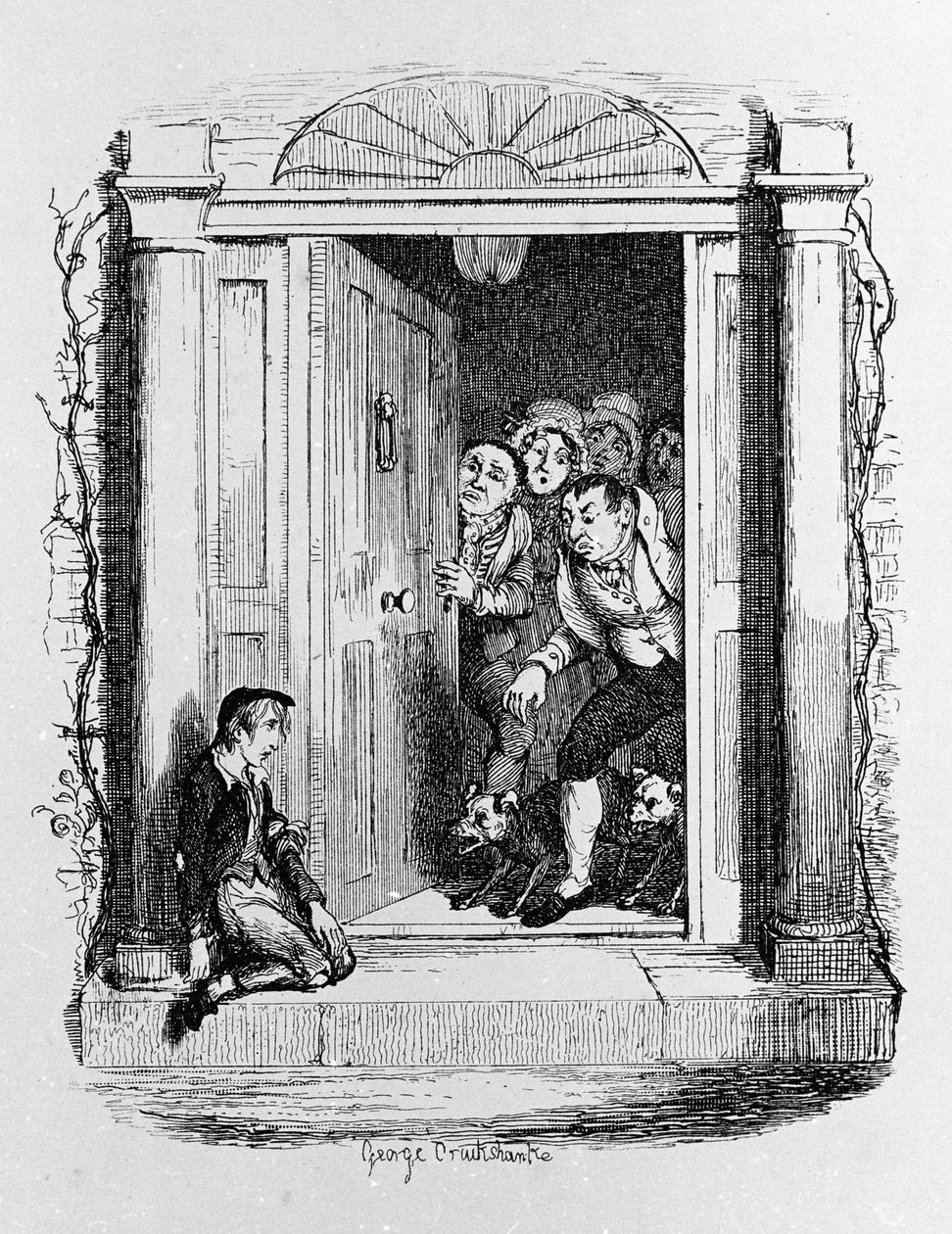 Illustrasjon for "" Oliver Twist"" (Olivier) av Charles Dickens (1812-1870), av George Cruikshank (1792-1878). av George Cruikshank
