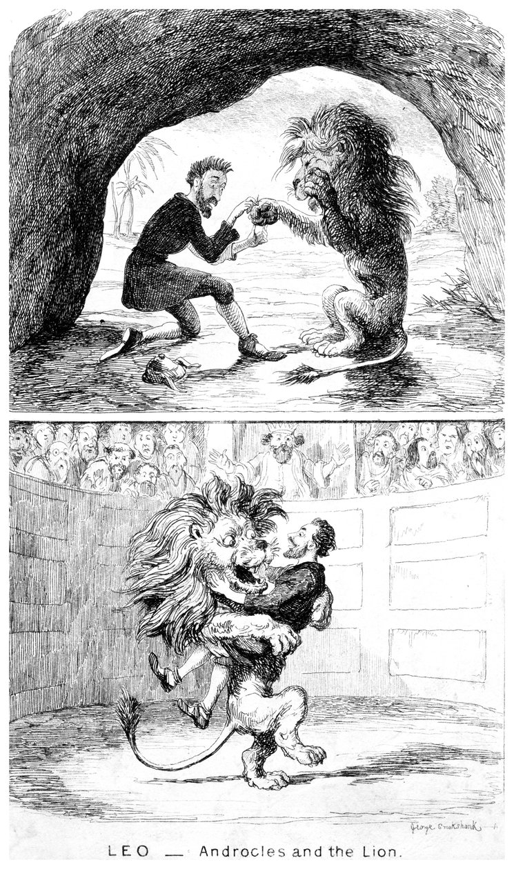 Leo - Androcles and the Lion, 1800-tallet. av George Cruikshank