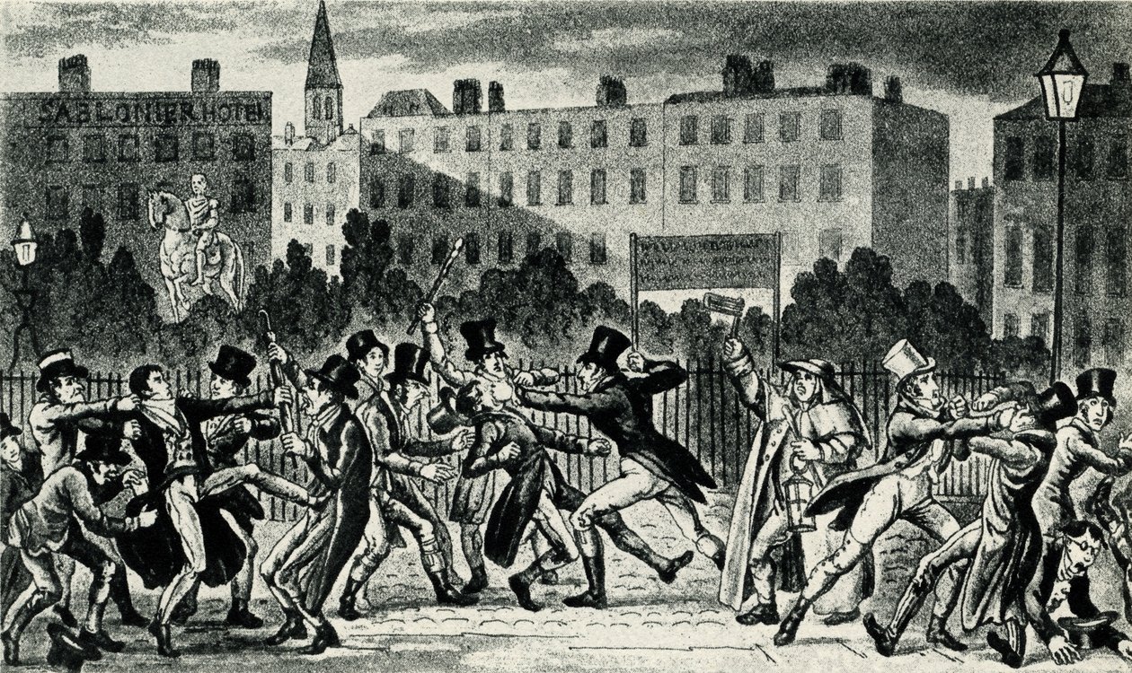 London Street Fight, tidlig på 1800-tallet. av George Cruikshank