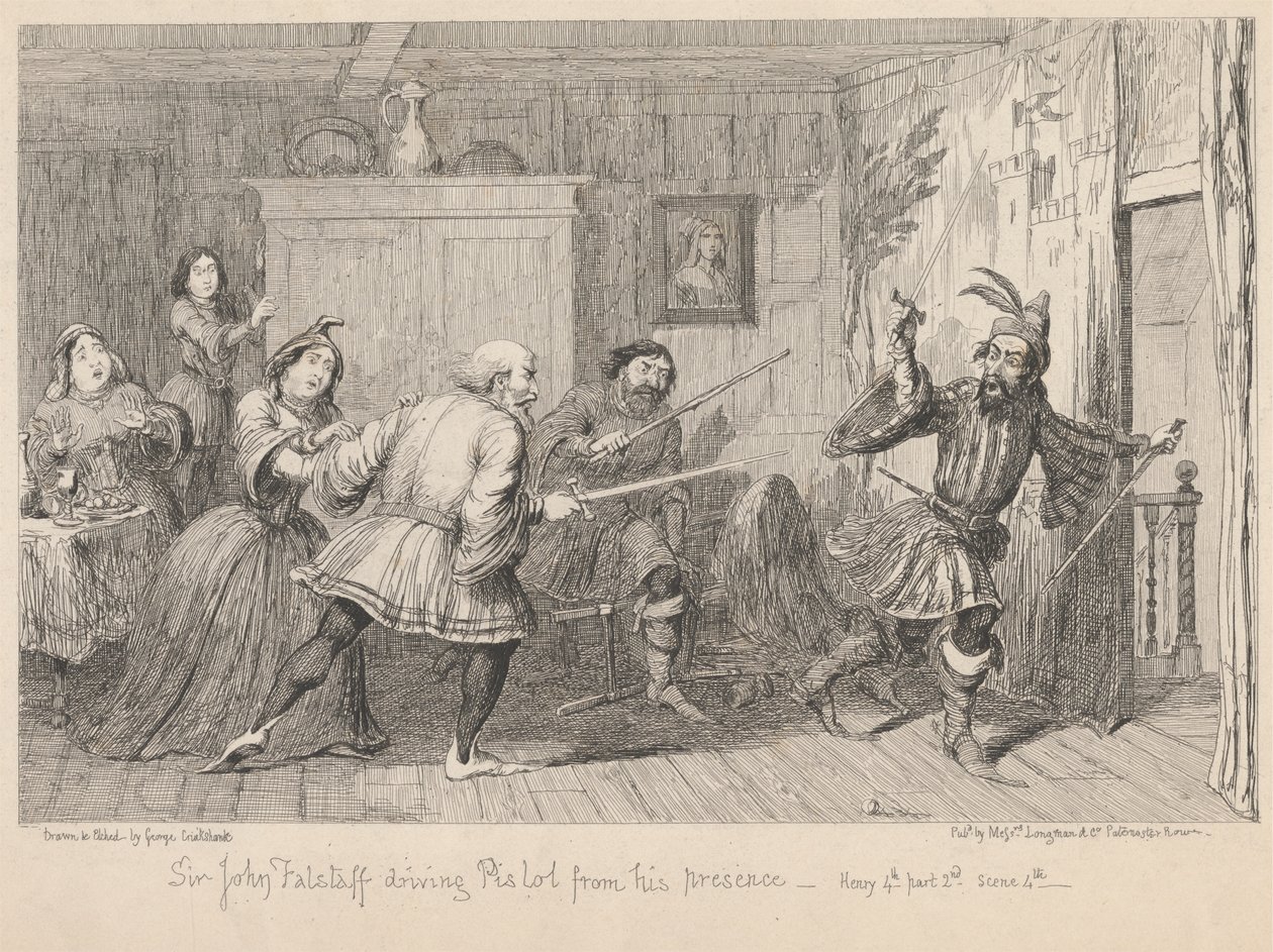 London. The Boar's-head Tavern i Eastcheap: 'Henry IV Part II,' Act II, Scene IV av George Cruikshank