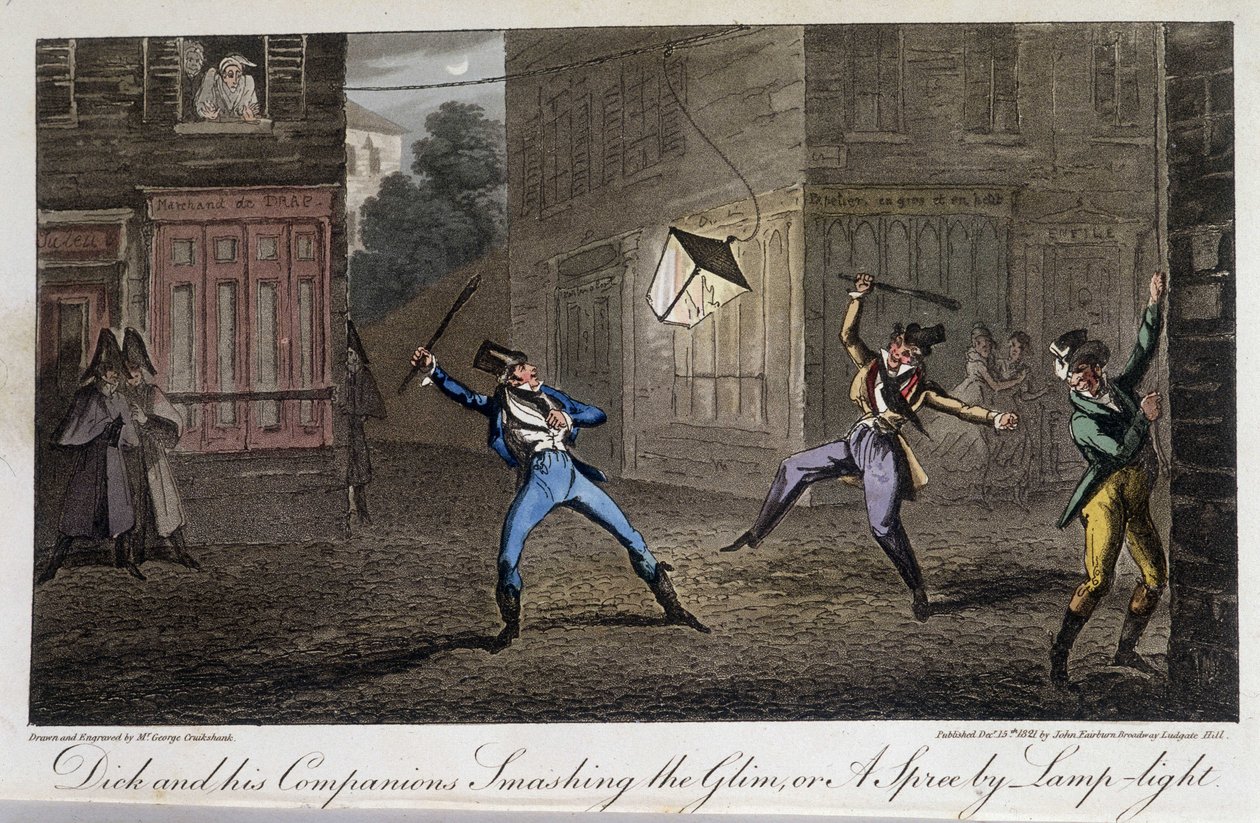 Night Tapage: Hustle and Noise - i "" Life in Paris" av David Carey, London av George Cruikshank