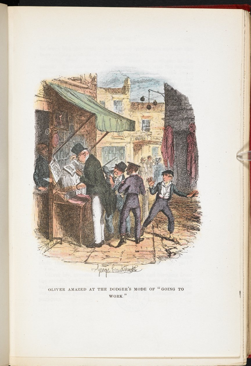 Oliver overrasket over Dodgers modus for å "gå på jobb", fra The Adventures of Oliver Twist ... Med tjuefire illustrasjoner av Cruikshank av George Cruikshank