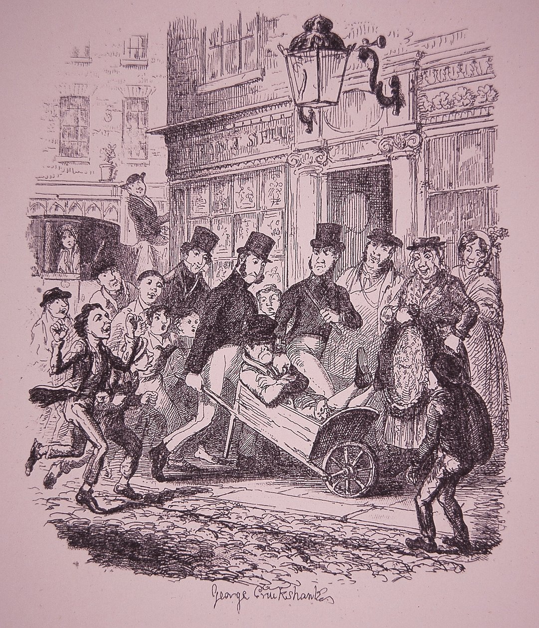 Lommetyv fanget av politiet, tidlig på 1800-tallet (gravering) av George Cruikshank