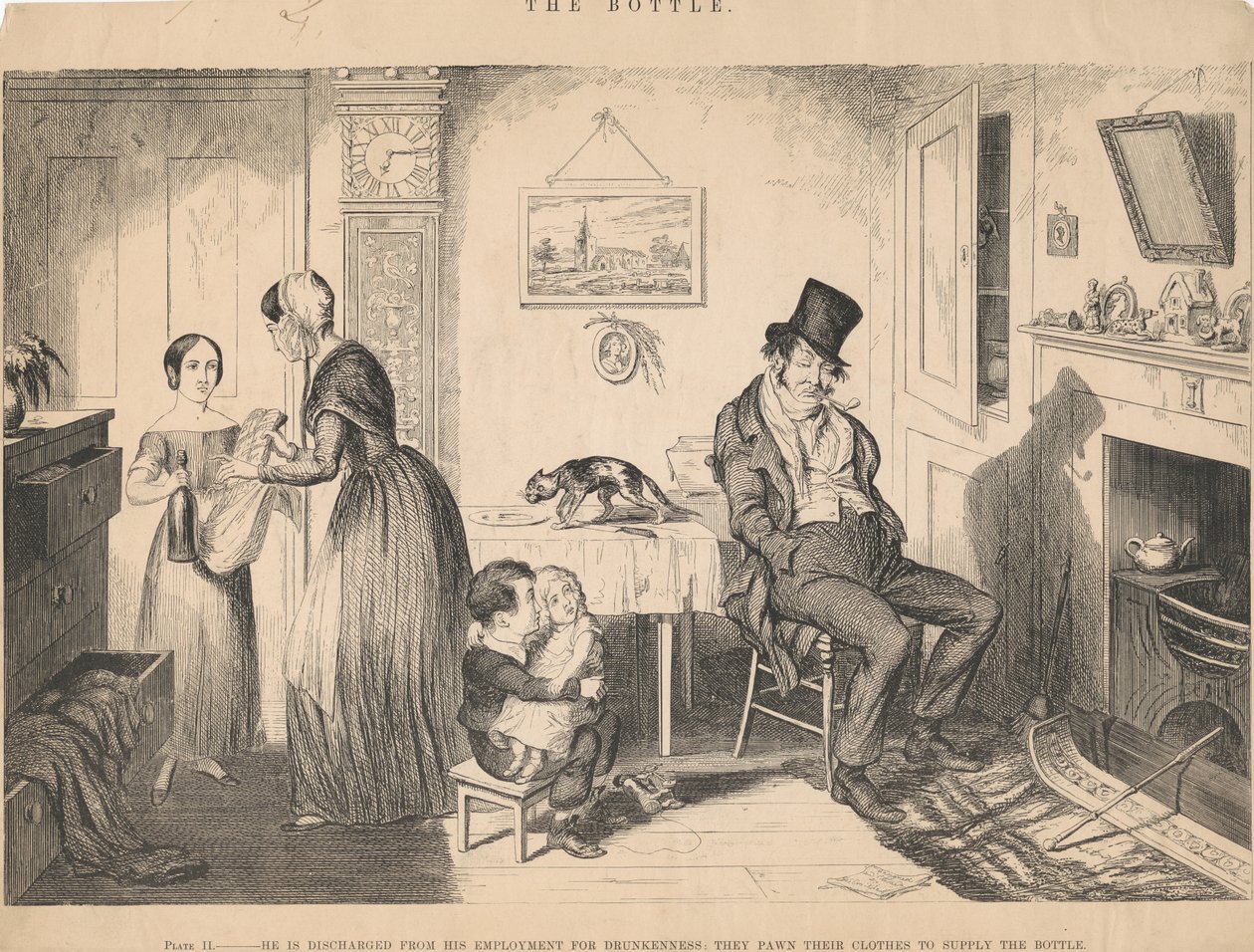 Tavle II, han blir sagt opp fra arbeidet sitt på grunn av drukkenskap av George Cruikshank