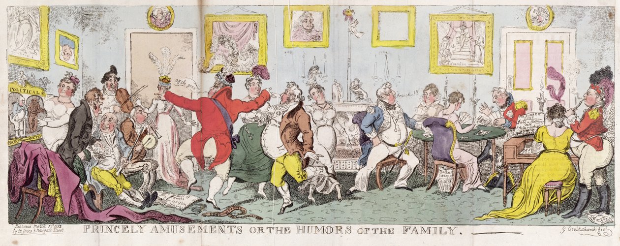 Princely Amusements eller The Humors of the Family av George Cruikshank